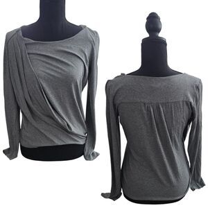 Ronen Chen Asymmetric Draped Gray Long Sleeve Top Size 1 / US 6